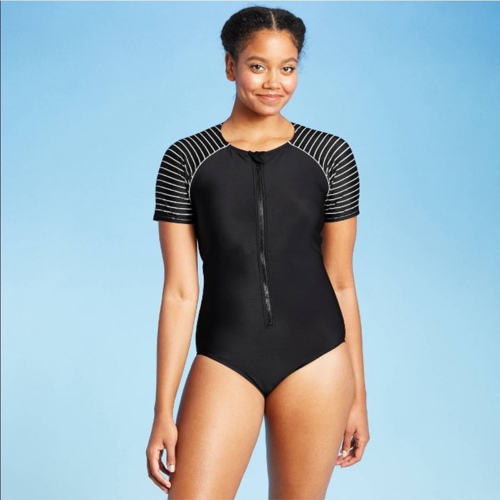 Short sleeve one piece rash guard